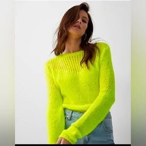 Simons Neon Alpaca blend lightweight openwork boat neck sweater size L